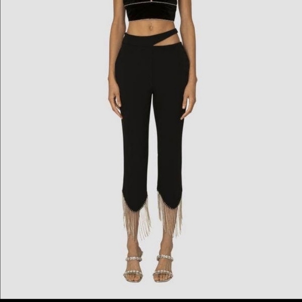 Amy Lynn Cutout Diamantè Fringe Trousers - LARGE